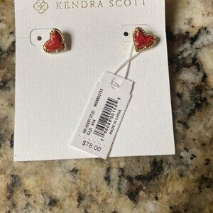 Kendra Scott Red Ari Heart Studs